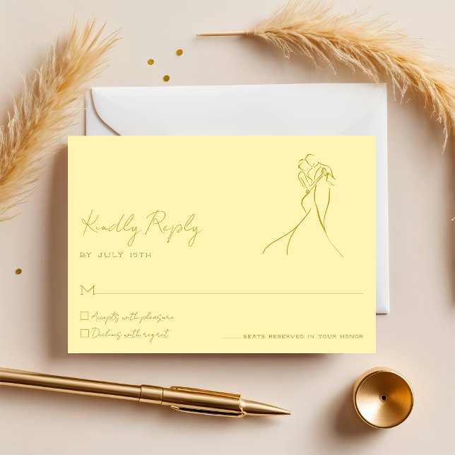 Lovely Modern Script Butter Yellow Wedding RSVP Card (Creator Uploaded)