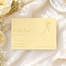 Lovely Modern Script Butter Yellow Wedding RSVP