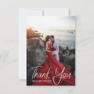 Lovely Modern Script   Thank You Photo Card
