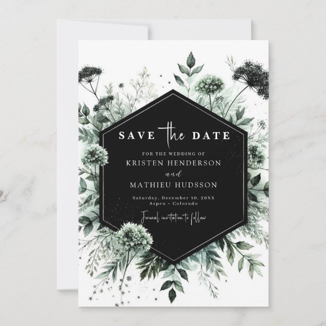 Lovely Modern Typography Sage Green Wedding  Save The Date (Front)