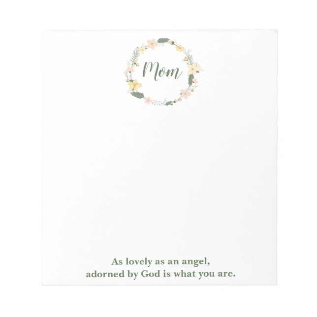 Lovely Mom floral wreath Notepad (Front)