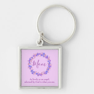 Lovely Mom Purple Floral Wreath Key Ring