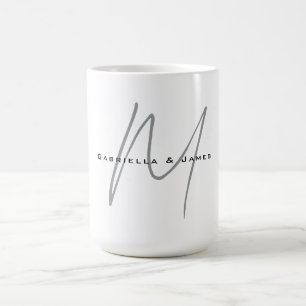 Lovely Monogrammed Black White Grey Calligraphy Coffee Mug