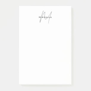 Lovely Monogrammed Black White Grey Calligraphy Post-it Notes