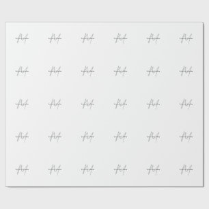 Lovely Monogrammed Black White Grey Calligraphy Wrapping Paper