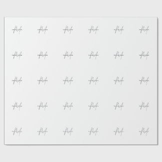 Lovely Monogrammed Black White Grey Calligraphy Wrapping Paper