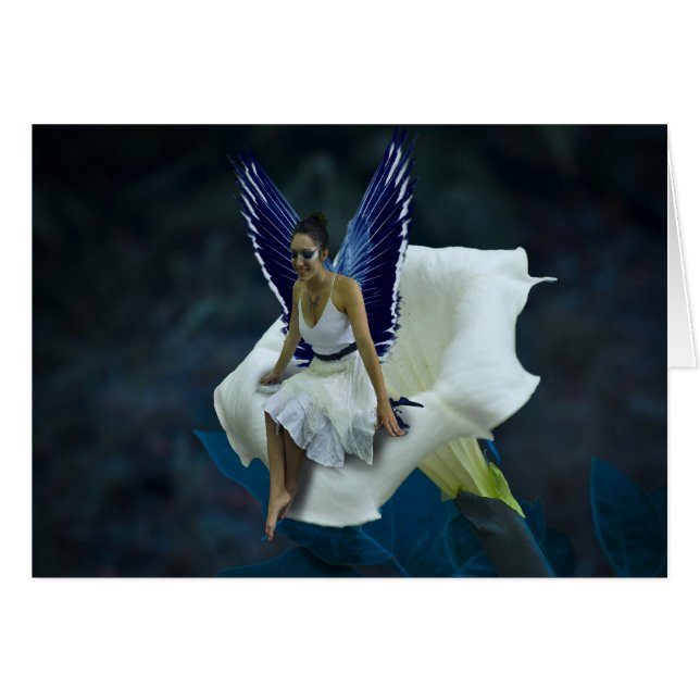 Lovely Moon Fairy with a White Moon Flower (Front Horizontal)