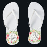 Lovely Mr. and Mrs. Floral Wedding Flip Flops<br><div class="desc">For further customisation,  please click the "Customise" button and use our design tool to modify this template. If the options are available,  you may change text and image by simply clicking on "Edit/Remove Text or Image Here" and add your own. Designed by Freepik.</div>