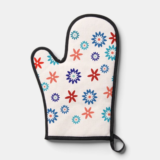 Lovely multi-coloured flowers oven mitt (Front)