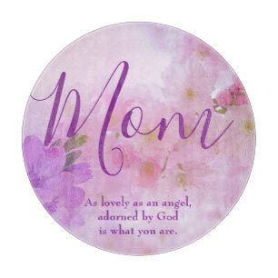 Lovely Mum purple and pink flowers Cutting Board