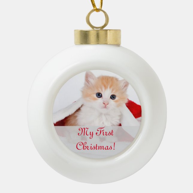 Lovely My First Christmas Pet Ceramic Ball Christmas Ornament (Front)