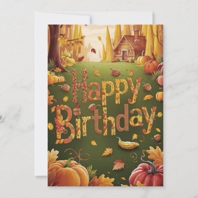 Lovely Mystical Season Autumn Fall Happy Birthday Card (Front)