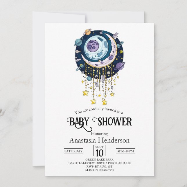 Lovely Mystical Stars Baby Shower Invitation (Front)