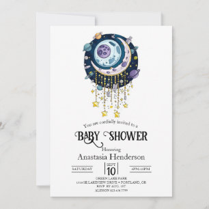 Lovely Mystical Stars Baby Shower Invitation