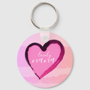 LOVELY NANA RED PINK HEART KEY RING