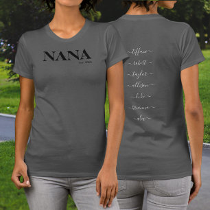 Lovely Nana with Kids Names Year T-Shirt