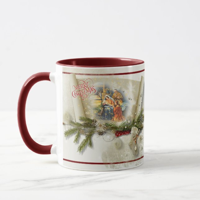 Lovely nativity collage custom holiday  mug (Left)
