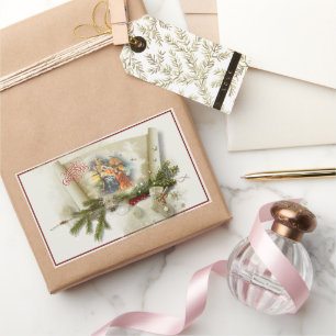 Lovely nativity collage custom holiday rectangular sticker