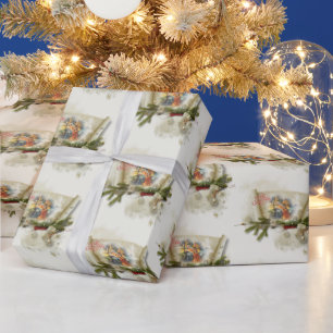 Lovely nativity collage custom holiday  wrapping paper