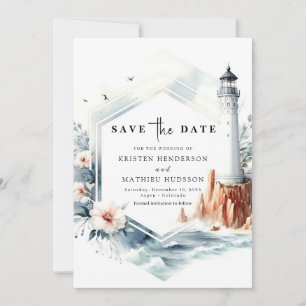 Lovely Nautical Elegance Lighthouse Wedding Save The Date