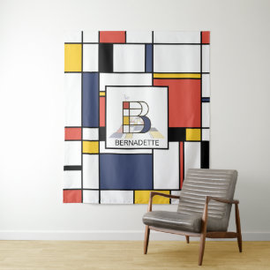 Lovely Neoplasticism Art Monogram. Letter B Tapestry