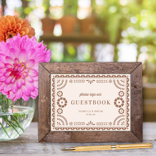 Lovely Neutral Papel Picado Wedding Guestbook Sign