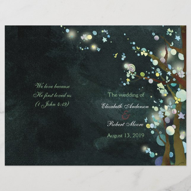 Lovely Night Bi Fold Wedding Ceremony Programs (Front)