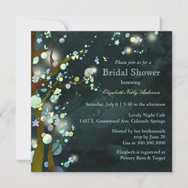 Lovely Night Elf Forest Bridal Shower Invitation (Front)