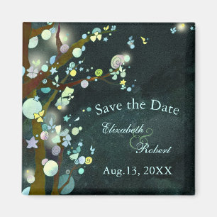 Lovely Night Elven Forest Wedding Save the Date Magnet