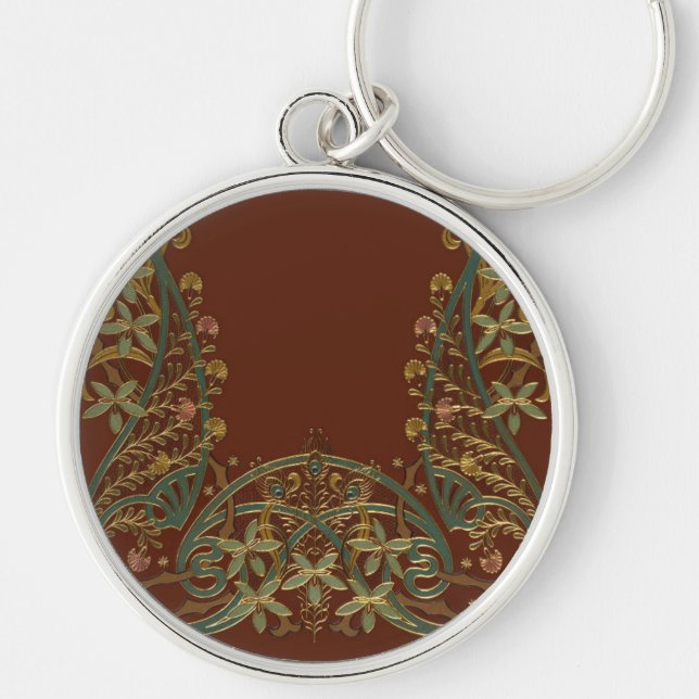 Lovely Nouveau Floral With Lily Key Ring (Front)