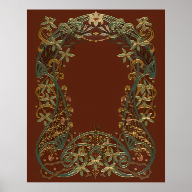Lovely Nouveau Floral With Lily Poster (Front)