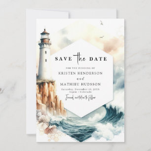 Lovely Ocean Romance Lighthouse Wedding Save The Date