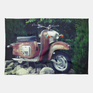 Lovely Old Scooter Tea Towel 40.6 cm x 61 cm