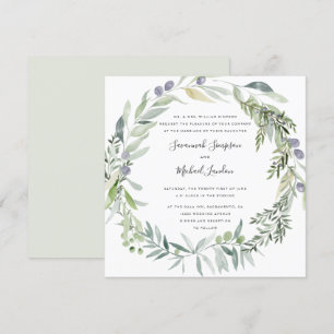 Lovely Olive and leaves formal wedding Invitation