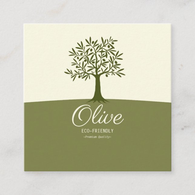 Lovely Olive Tree With Fruit Square Business Card (Front)