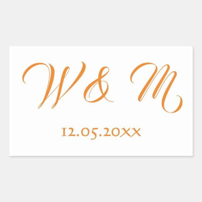 Lovely Orange and White Rectangular Sticker (Front)