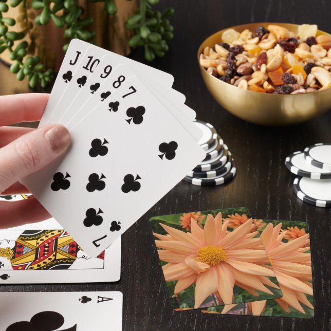 Lovely Orange Dahlia Flower Floral Playing Cards (In Situ)