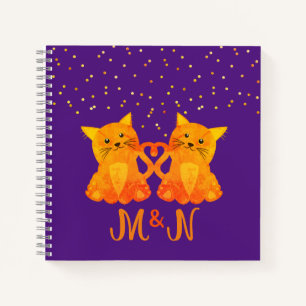 Lovely Orange Kittens Playful Initials Monogram Notebook