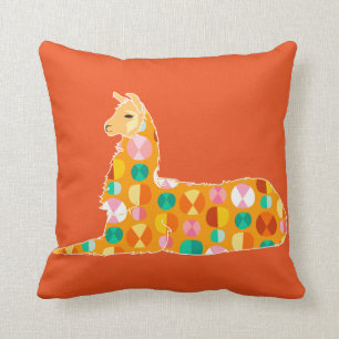 Lovely Orange Llama - Throw Pillow