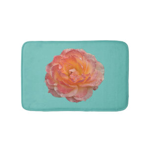 Lovely orange peony bath mat
