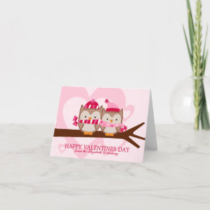 Lovely Owl Couple Valentines Day Holiday Card