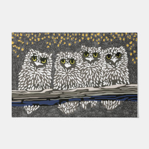 Lovely Owl Team At Night Doormat, Owl Lovers Gift Doormat