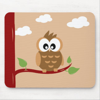 Lovely Owl with Bright Eyes Mouse Mat