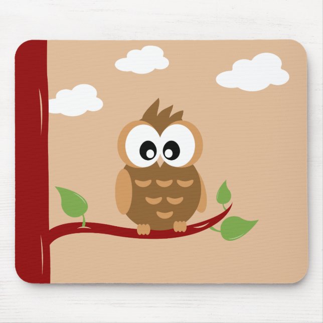Lovely Owl with Bright Eyes Mouse Mat (Front)