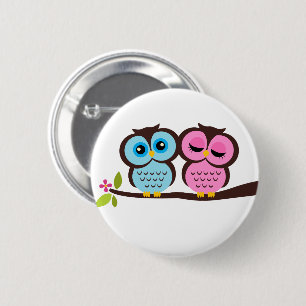 Lovely Owls 6 Cm Round Badge