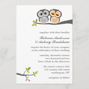 Lovely Owls Custom Wedding Invitation