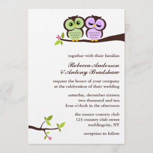 Lovely Owls Custom Wedding Invitation