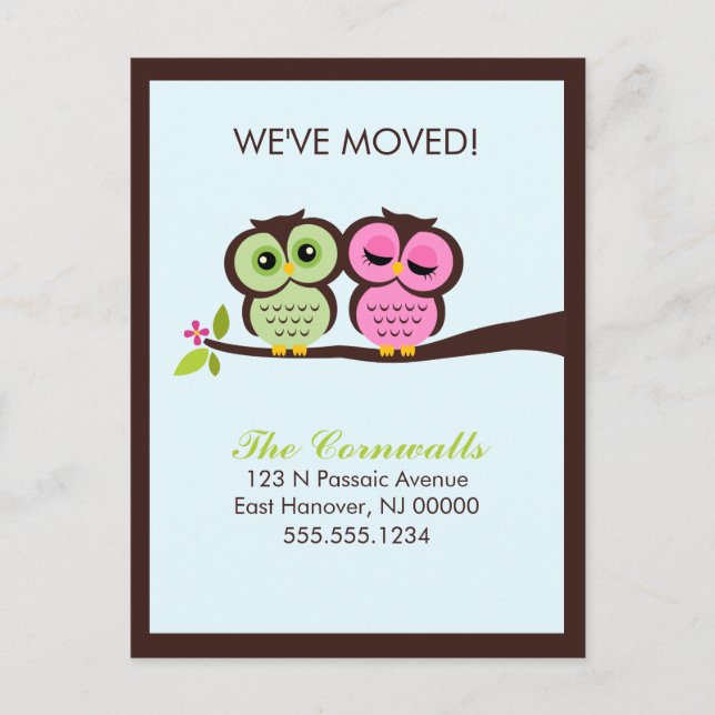 Lovely Owls Moving Announcements (Front)