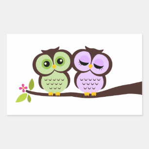 Lovely Owls Rectangular Sticker