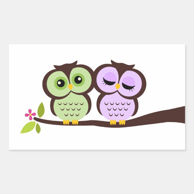 Lovely Owls Rectangular Sticker (Front)